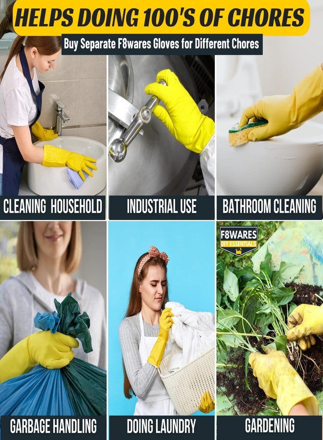 F8WARES 1Pair 16 Inch Long Hand Gloves - Rubber Gloves for Cleaning - Gloves for Washing Utensils - Gardening Gloves - Dish Washing Gloves - Kitchen - Image 5